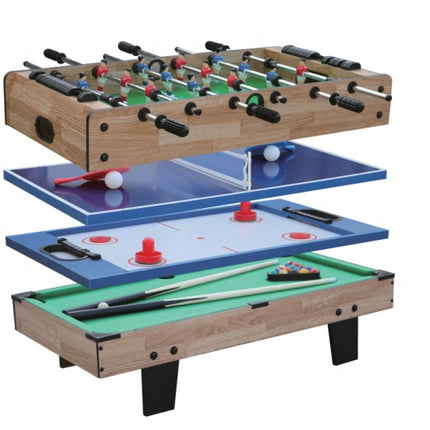 Multi-Game Table with Billiards, Air Hockey, Table Tennis and Foosball
